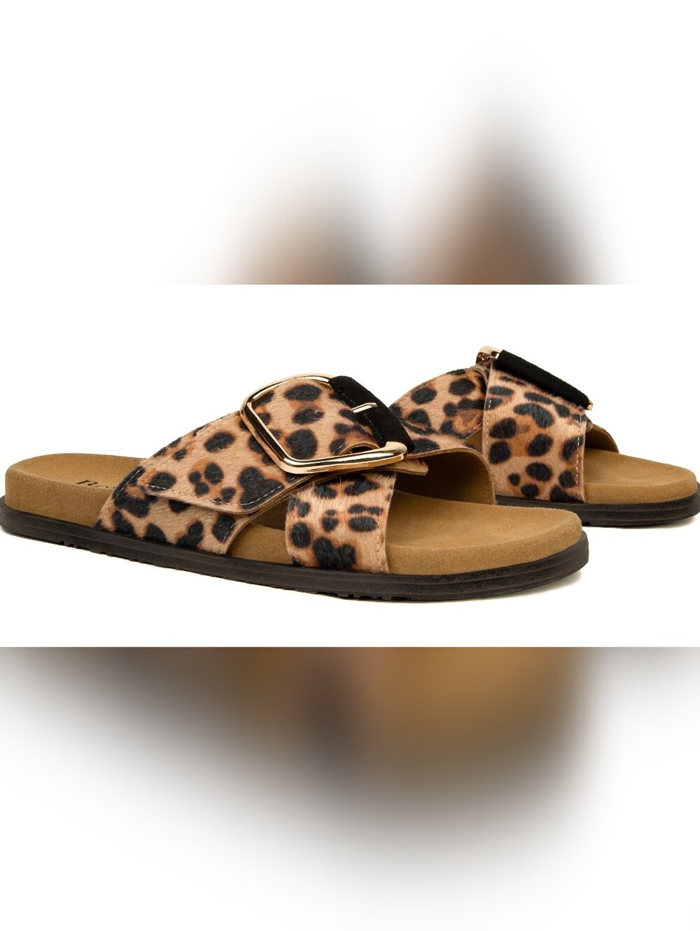 Trendy Leopard Print Double Strap Slide Sandals Size 9 NWT - Picture 2 of 6